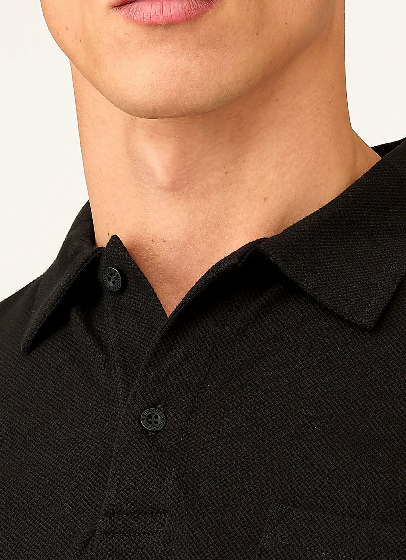 Black polo shirt for men, mesh cotton
