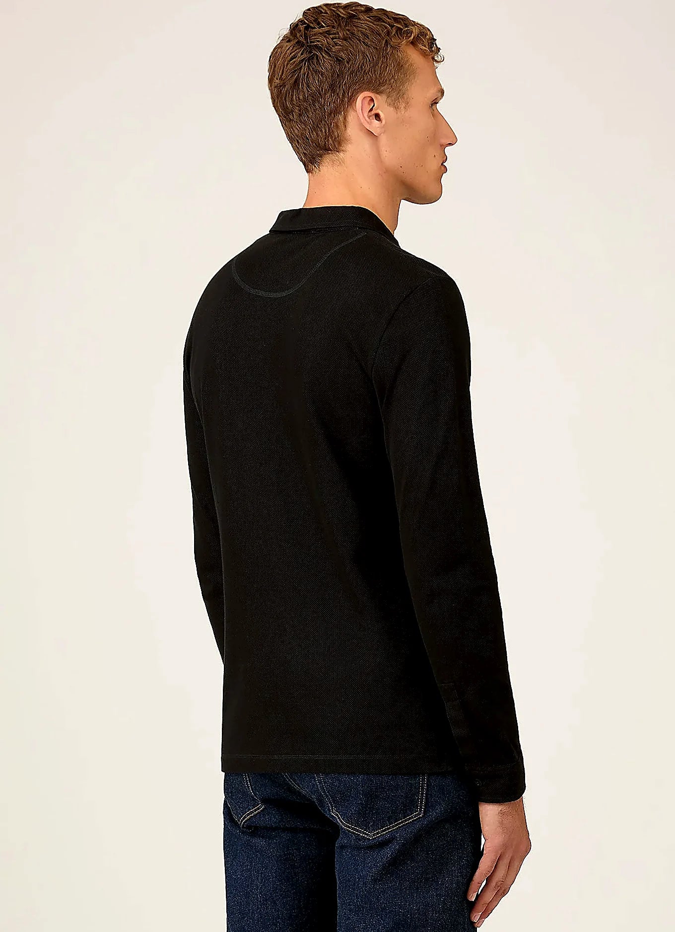 Men's mesh cotton polo shirt in Black