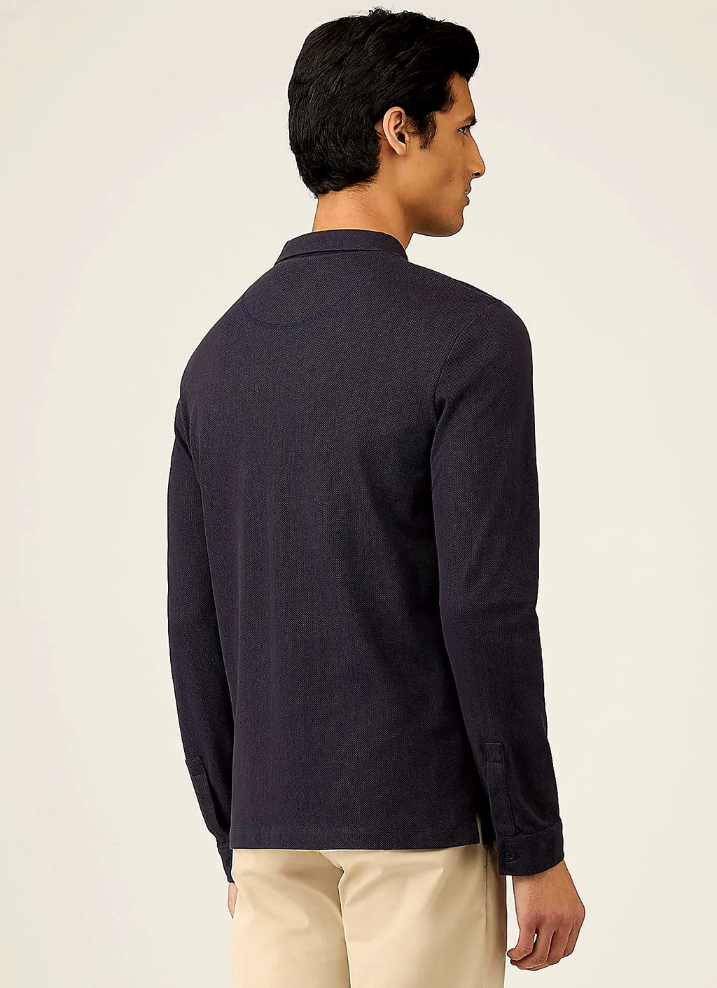 Men's mesh cotton polo shirt in Navy