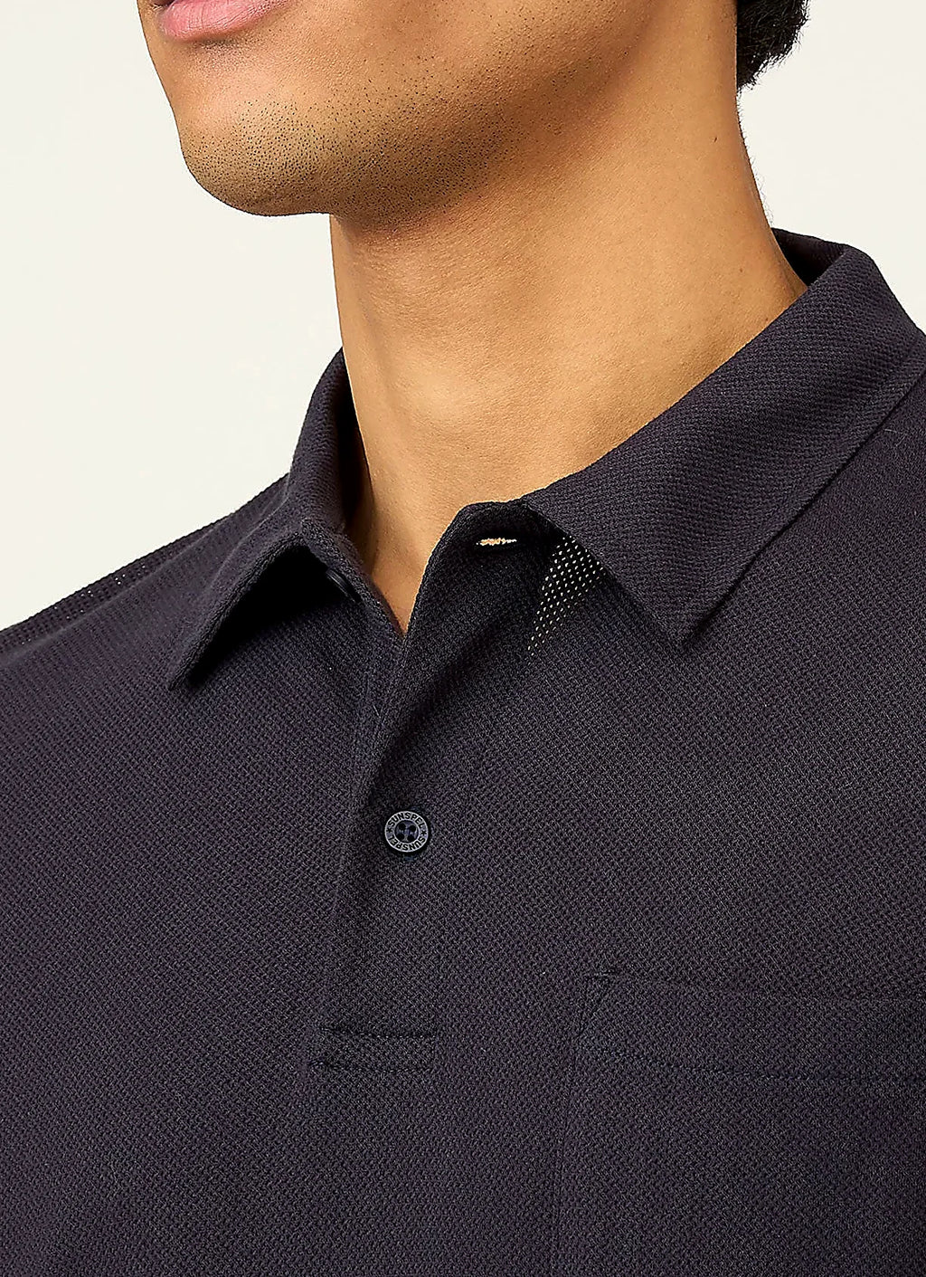 Navy polo shirt for men, mesh cotton