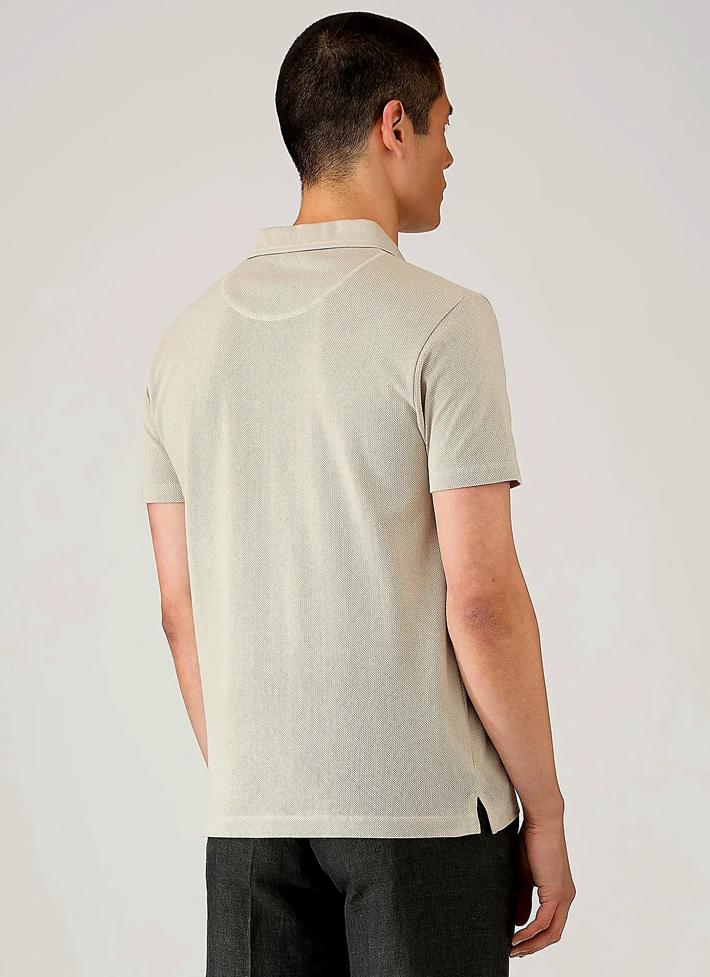 Men's mesh cotton polo shirt in Ash