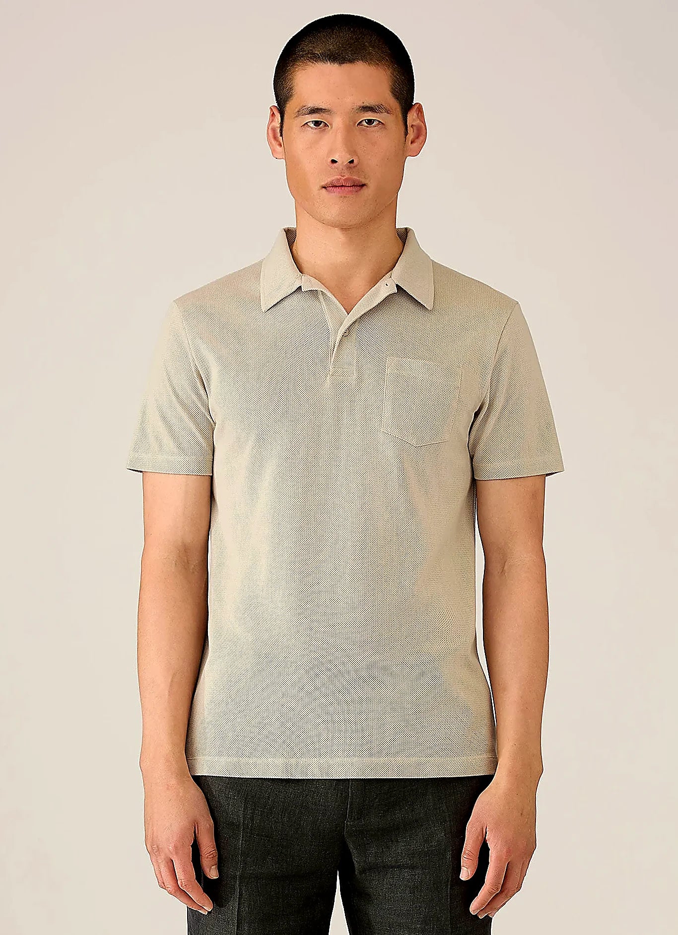 Ash mesh cotton polo shirt for men