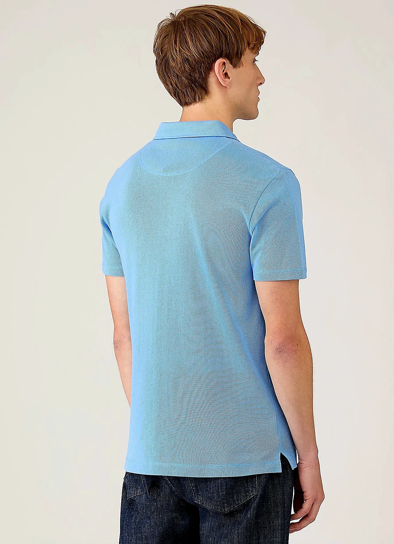 Men's mesh cotton polo shirt in Azure Blue