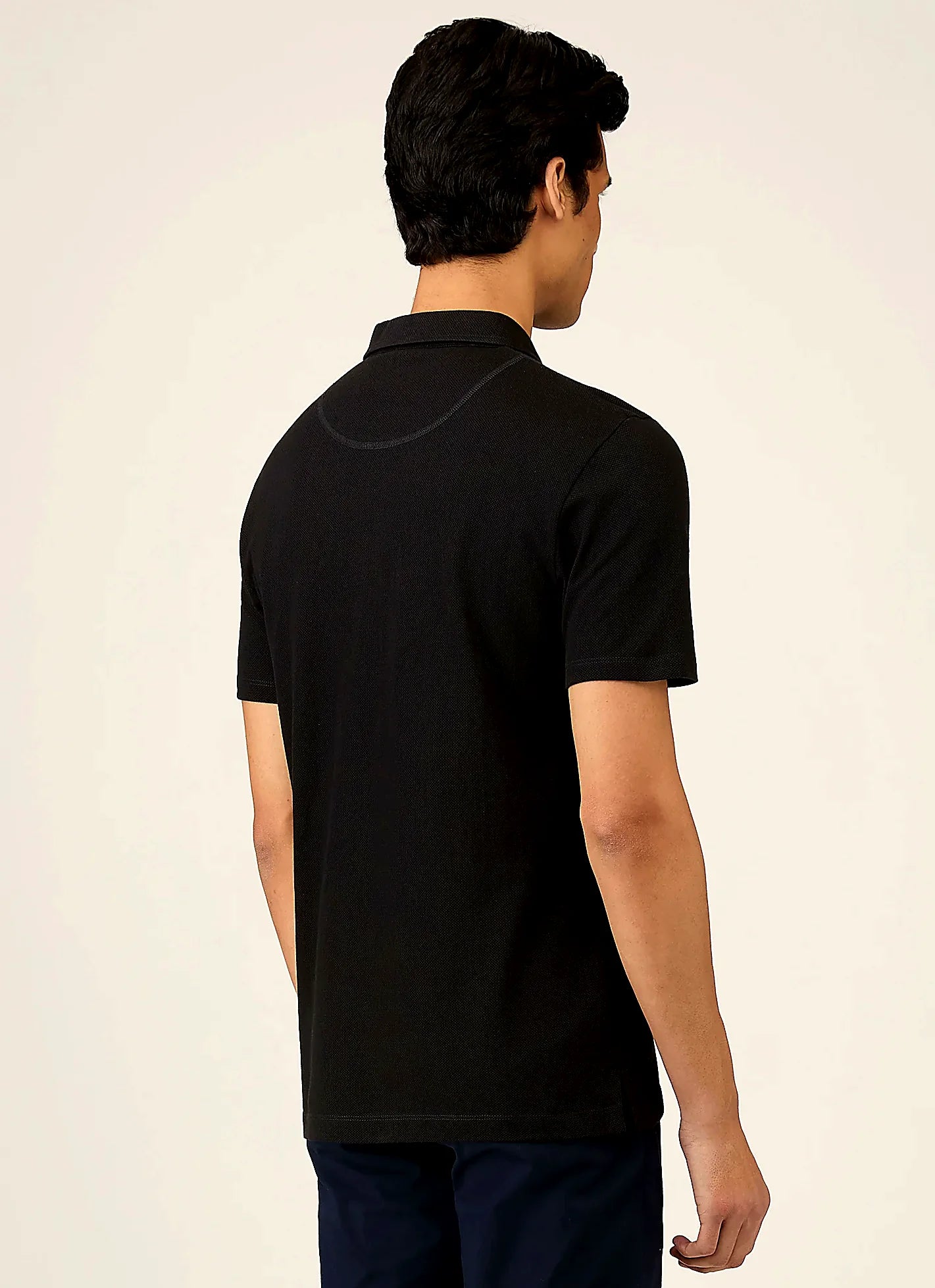 Men's mesh cotton polo shirt in Black