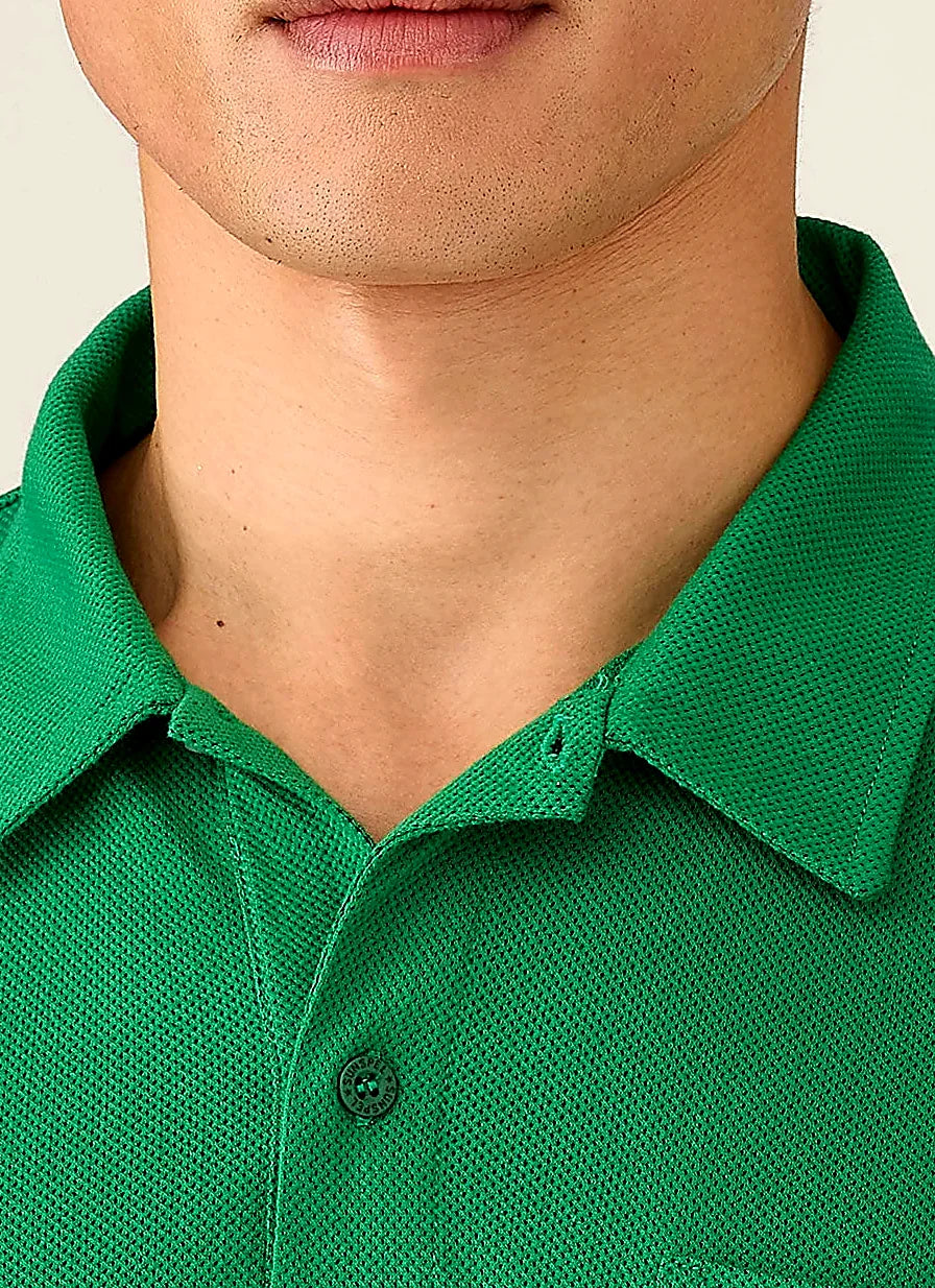 Bright Green polo shirt for men, mesh cotton
