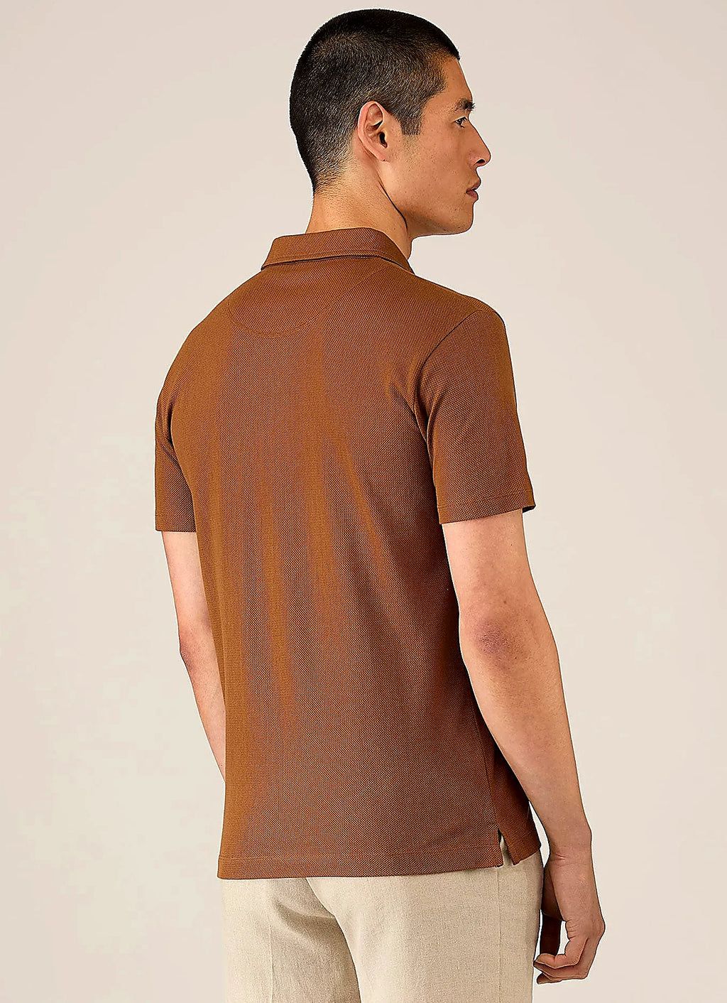 Men's mesh cotton polo shirt in Bronze
