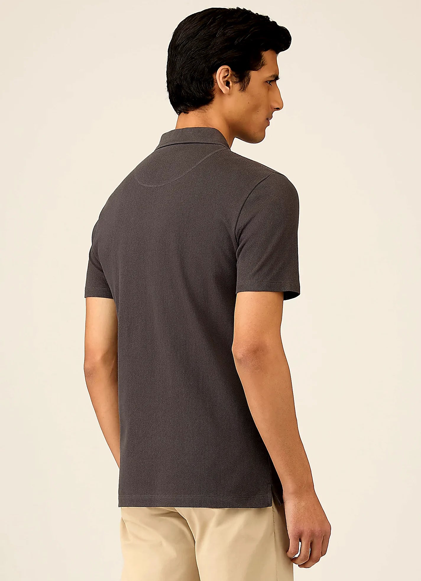 Men's mesh cotton polo shirt in Charcoal