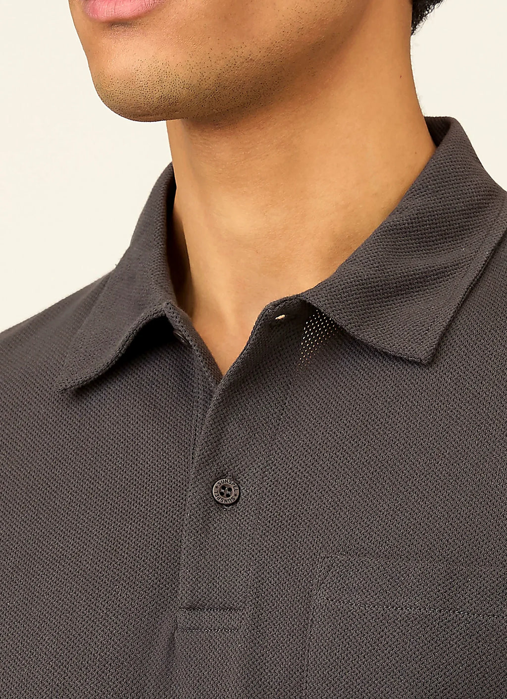Charcoal polo shirt for men, mesh cotton