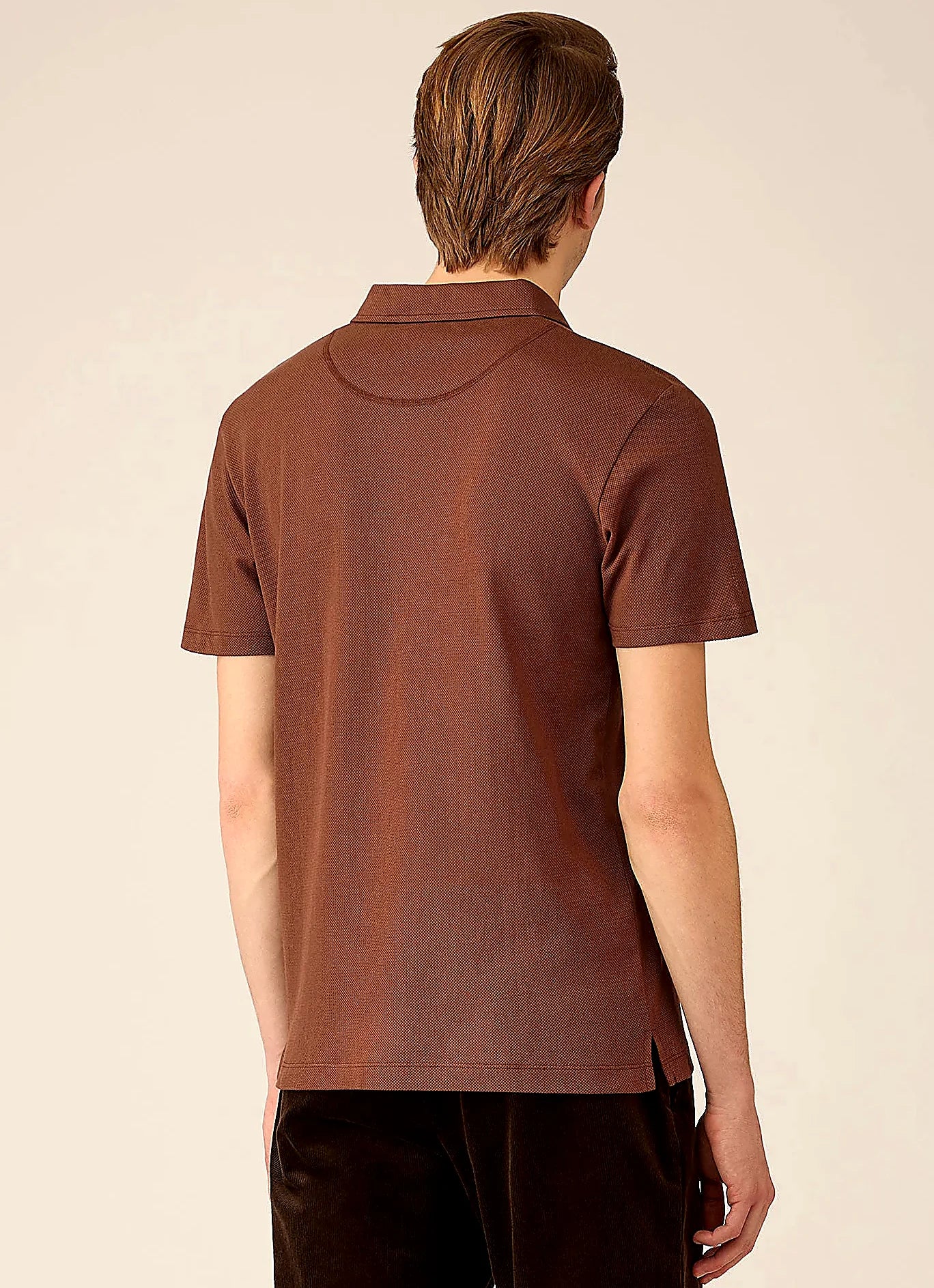 Men's mesh cotton polo shirt in Chestnut