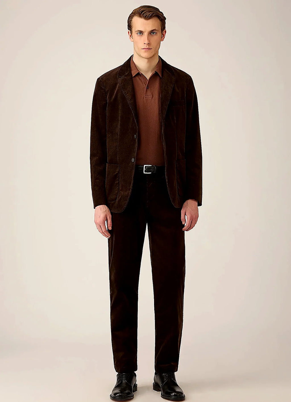 Chestnut polo shirt in mesh cotton, slim fit