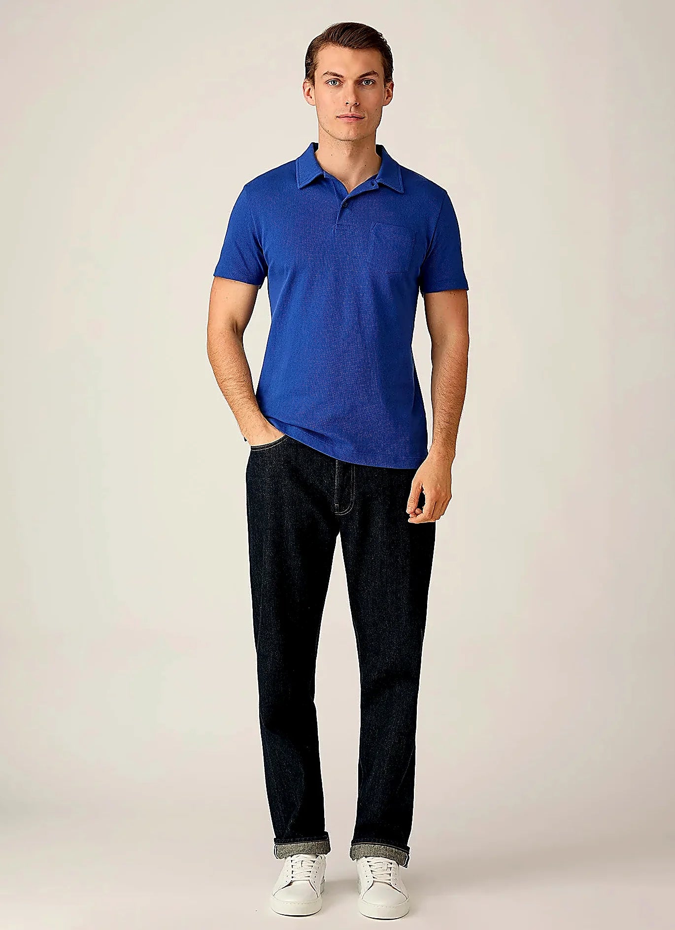 Clear Night polo shirt in mesh cotton, slim fit