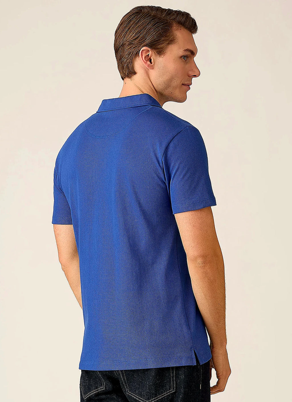 Men's mesh cotton polo shirt in Clear Night
