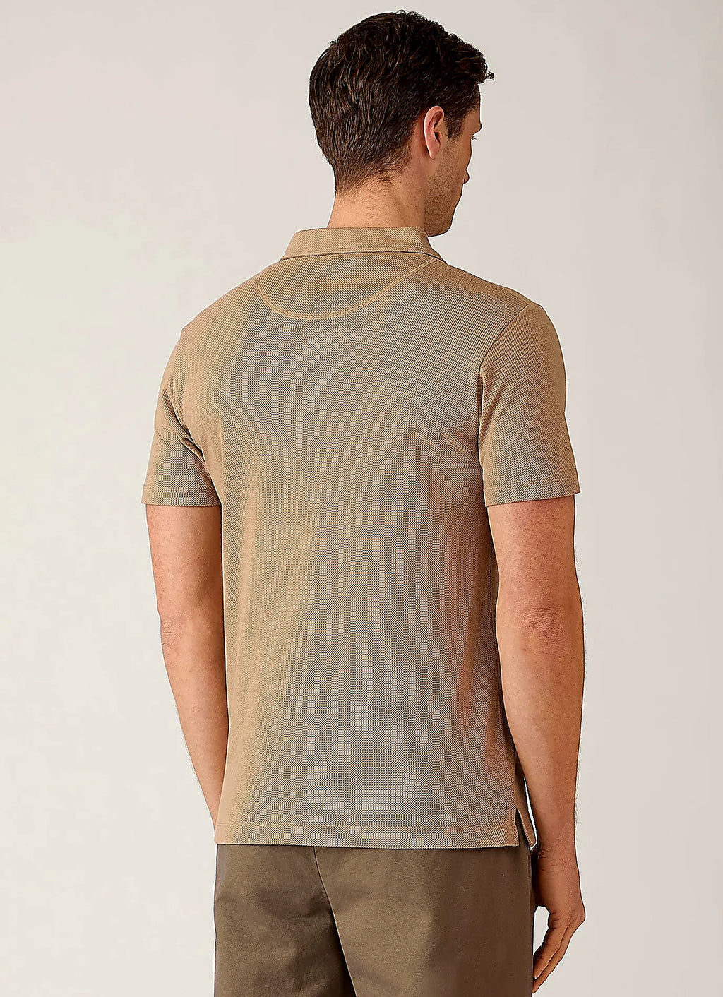 Men's mesh cotton polo shirt in Dark Beige