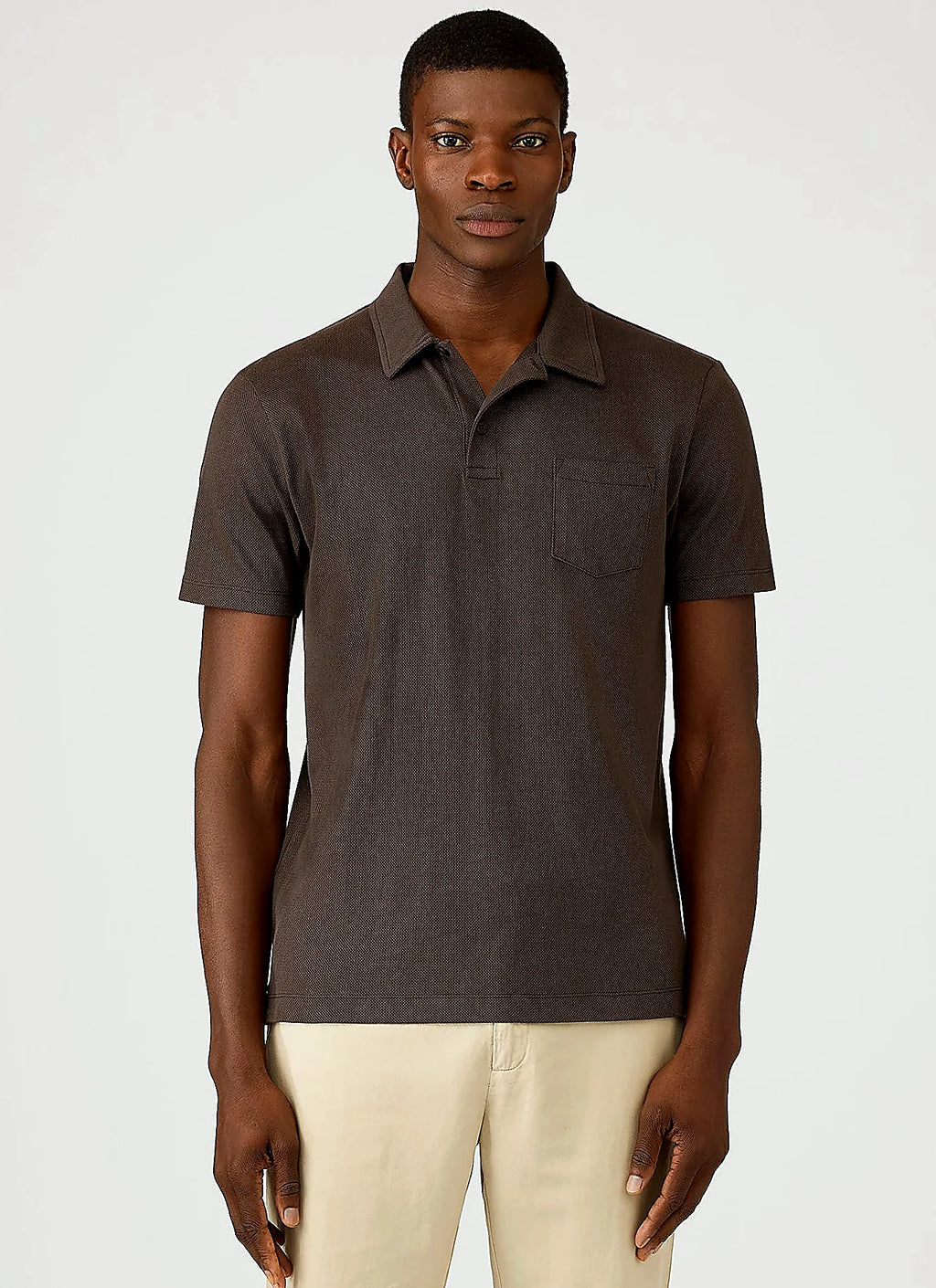 Dark Chocolate mesh cotton polo shirt for men