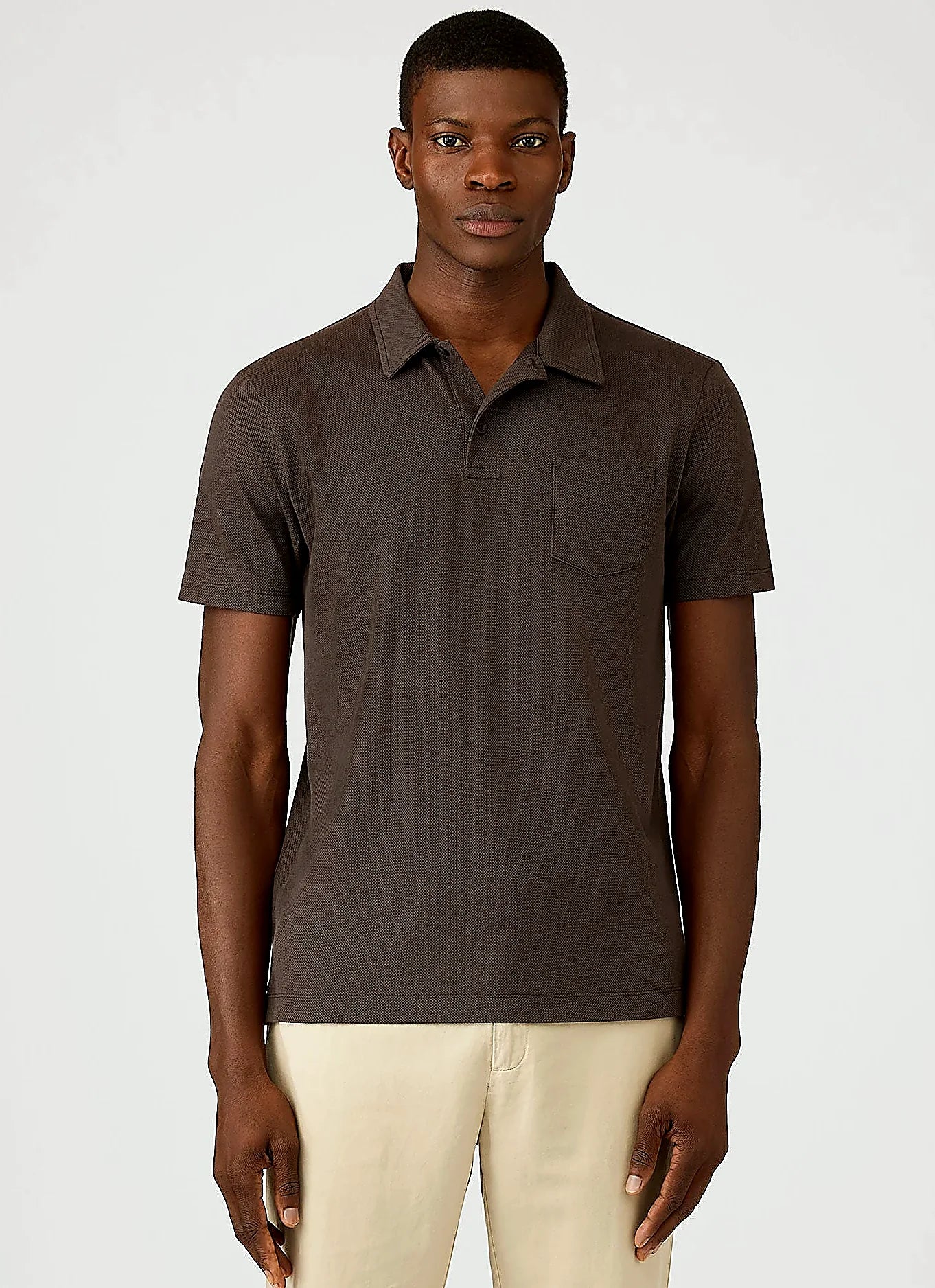 Dark Chocolate mesh cotton polo shirt for men