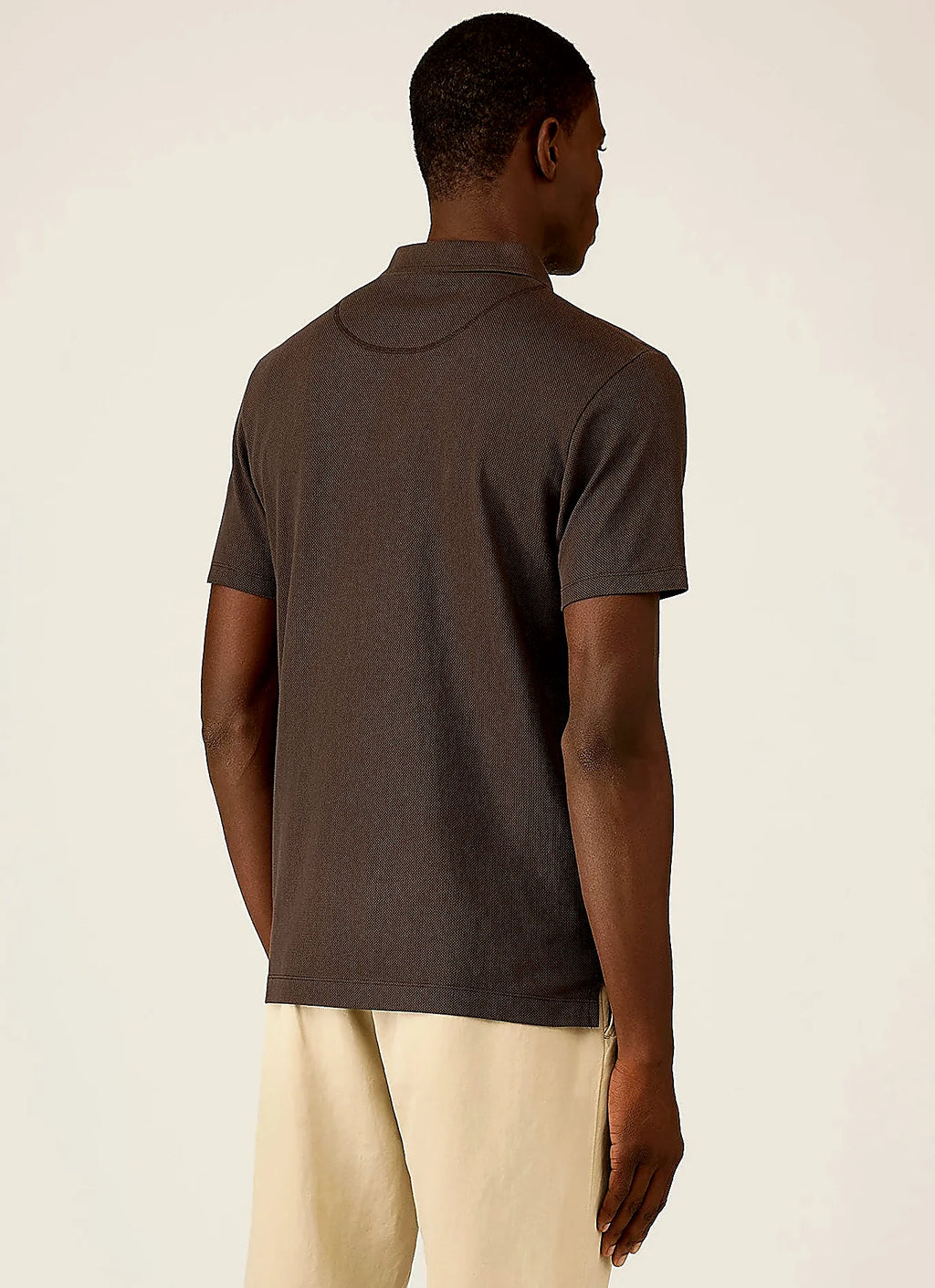 Men's mesh cotton polo shirt in Dark Chocolate