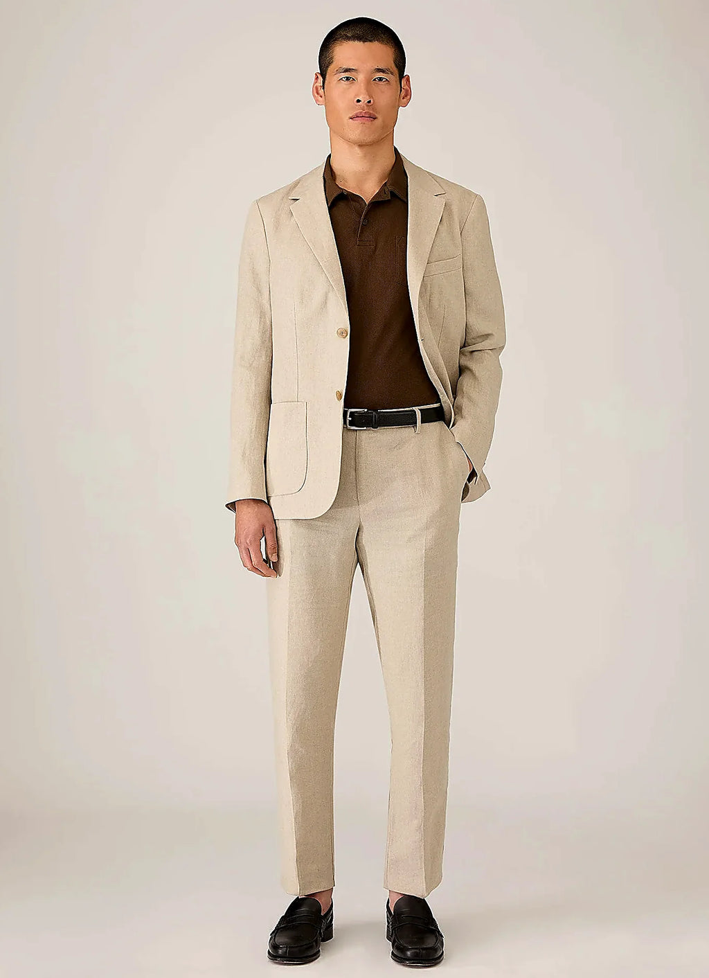 Dark Walnut polo shirt in mesh cotton, slim fit