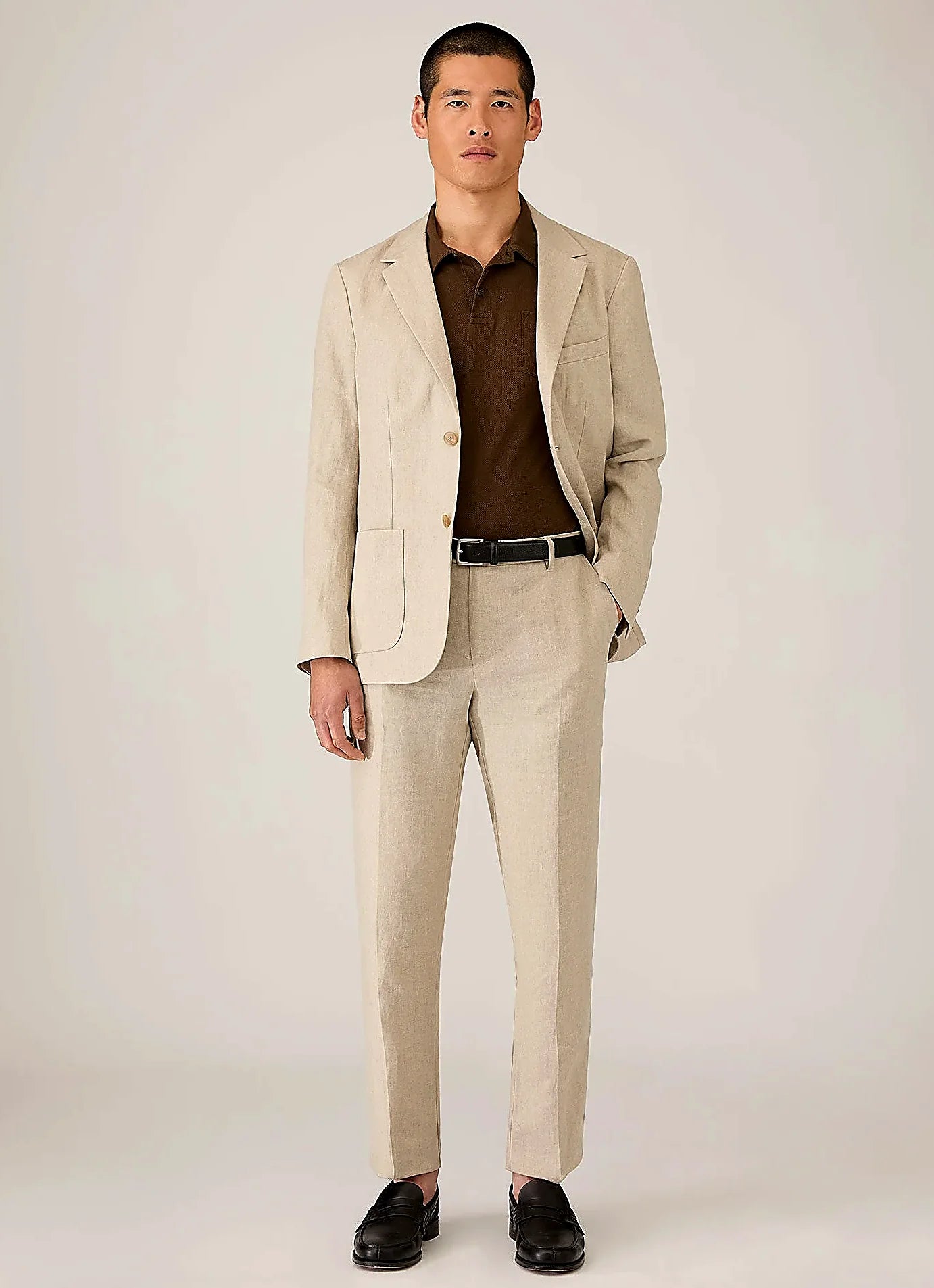 Dark Walnut polo shirt in mesh cotton, slim fit