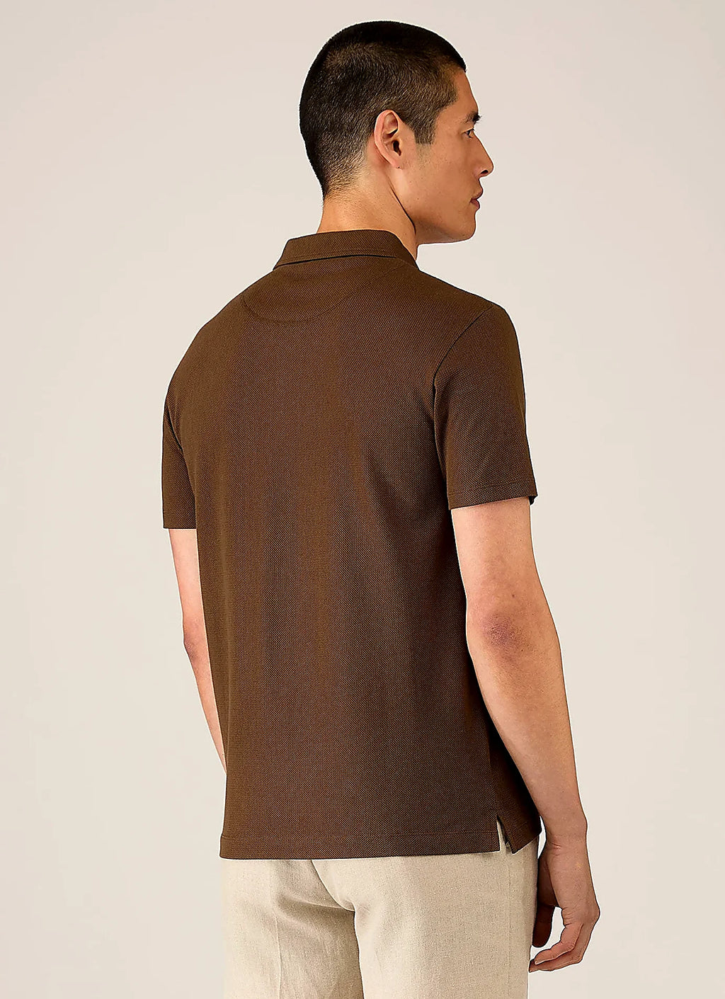Men's mesh cotton polo shirt in Dark Walnut