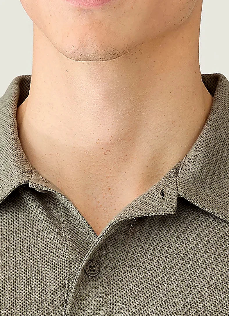 Fossil Grey polo shirt for men, mesh cotton