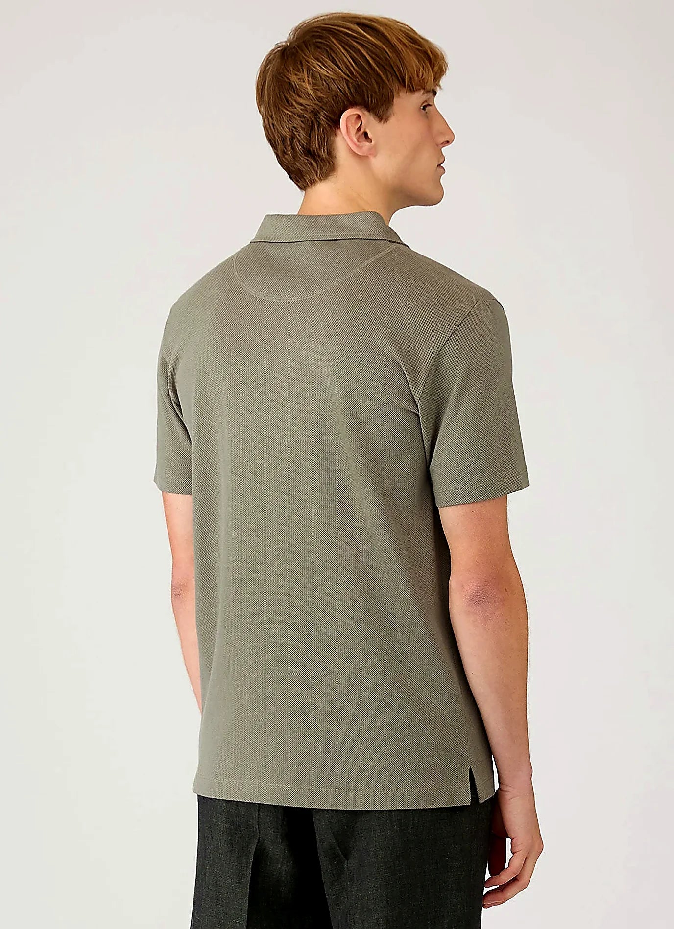 Men's mesh cotton polo shirt in Fossil Grey
