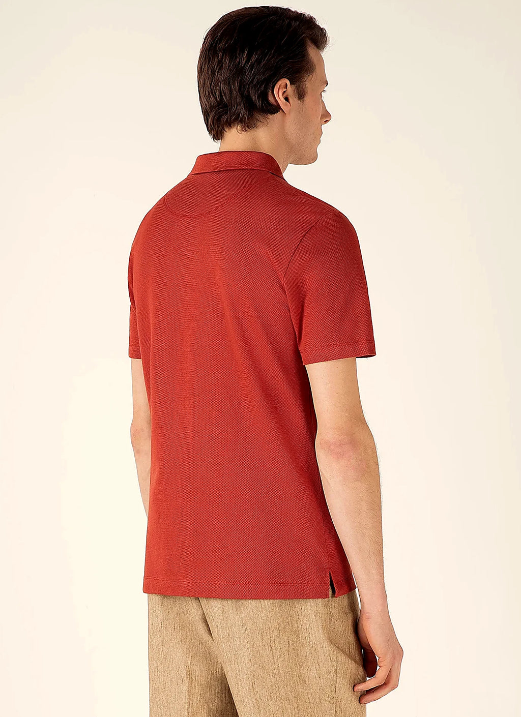 Men's mesh cotton polo shirt in Garnet Red