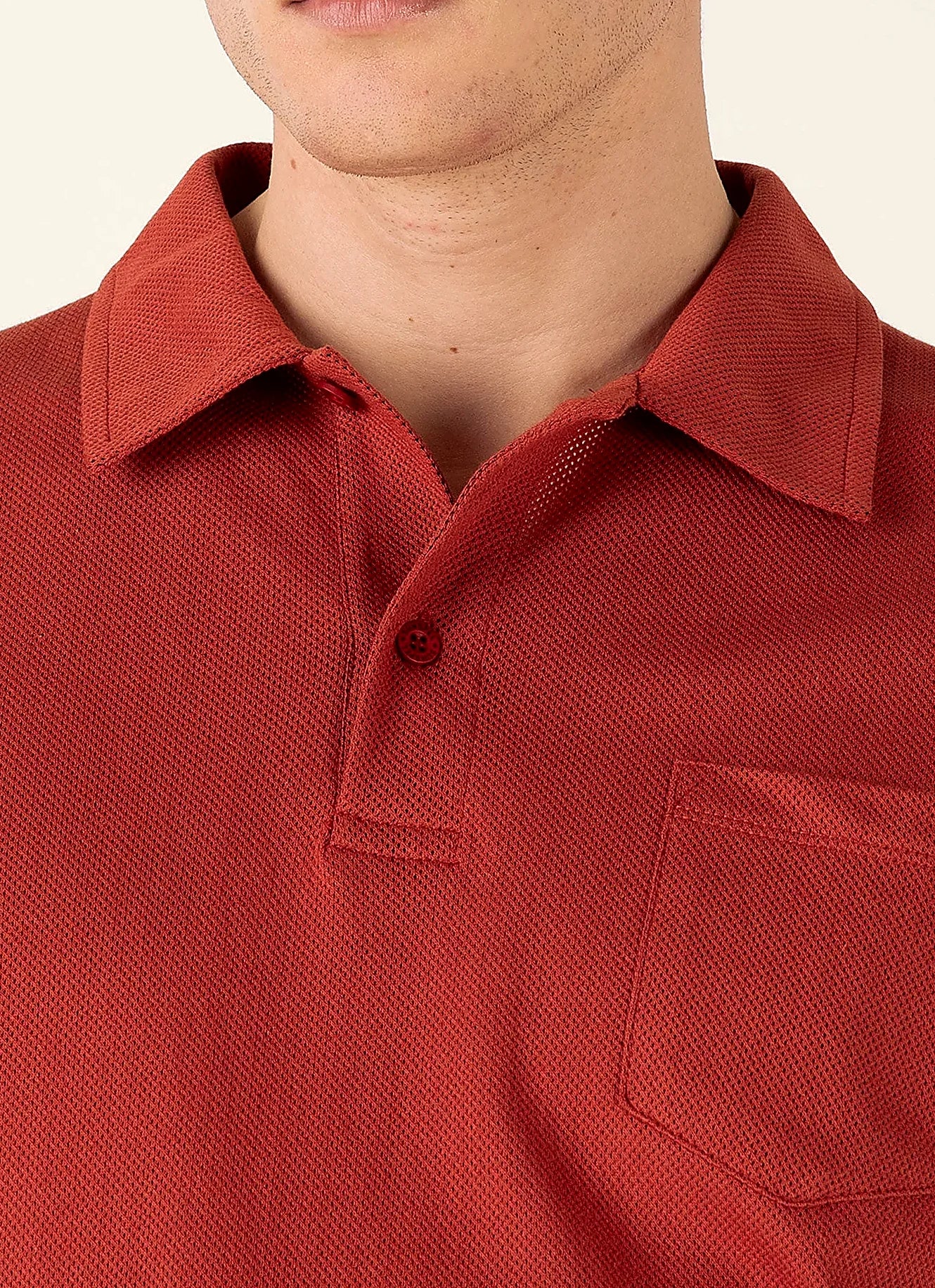 Garnet Red polo shirt for men, mesh cotton