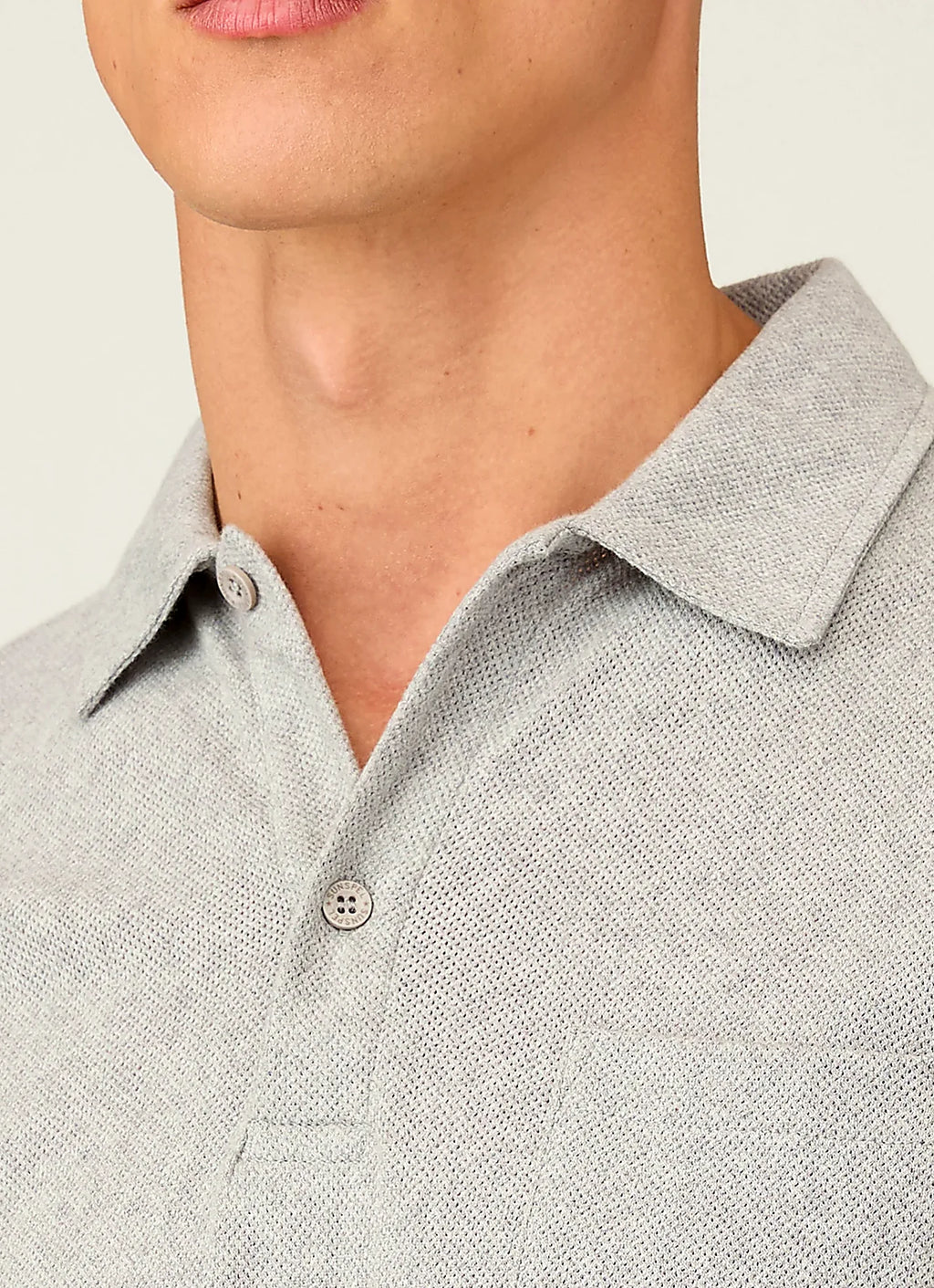 Grey polo shirt for men, mesh cotton
