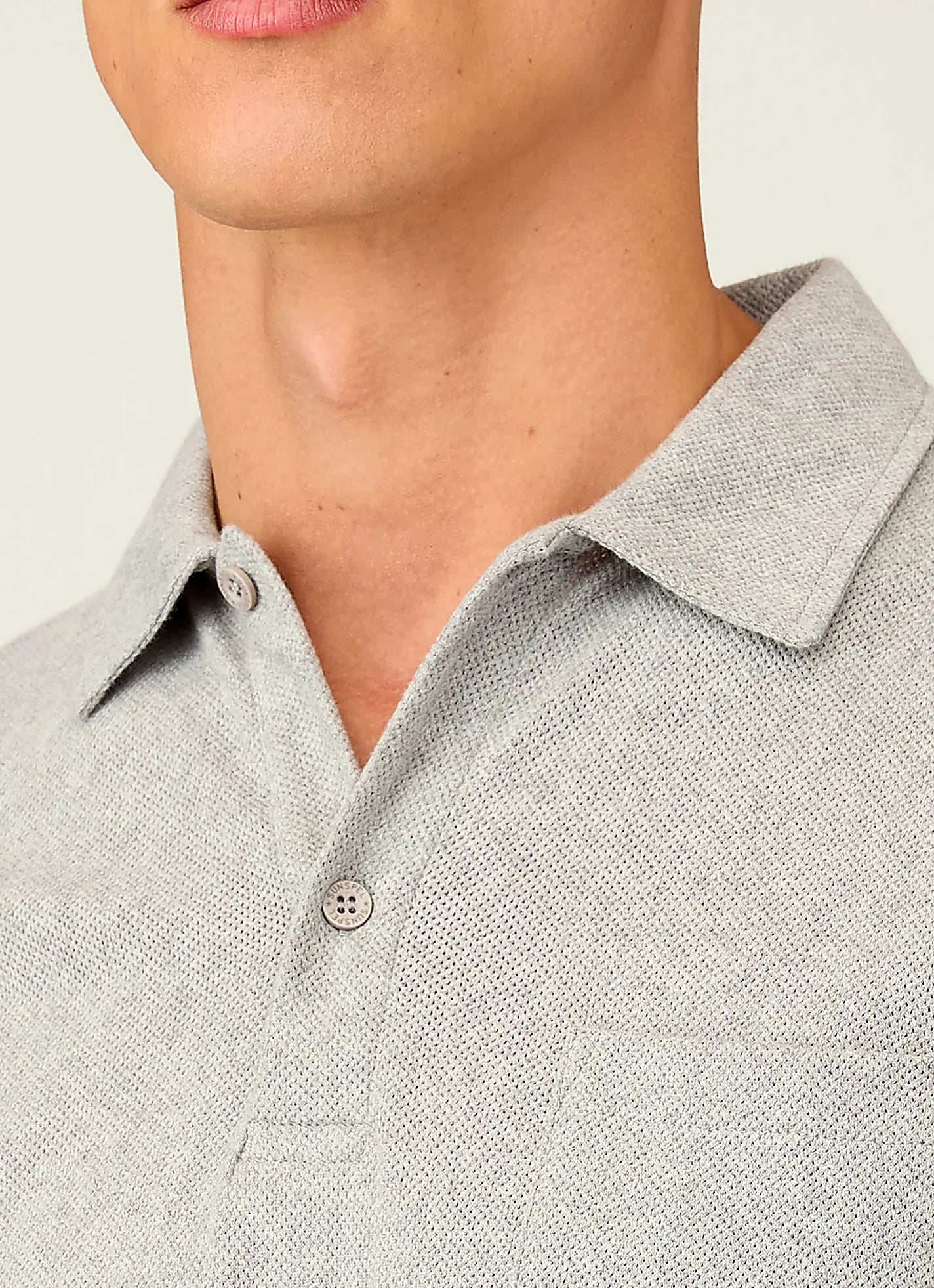 Grey polo shirt for men, mesh cotton
