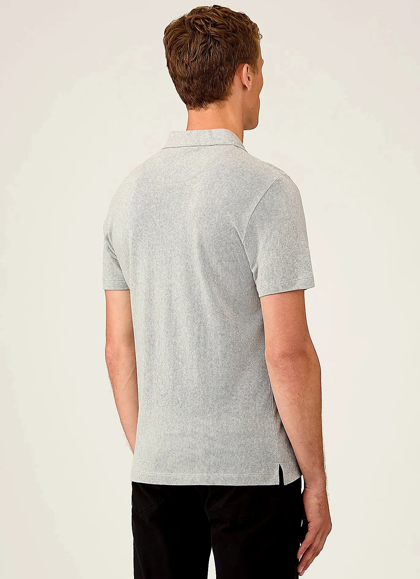 Men's mesh cotton polo shirt in Grey