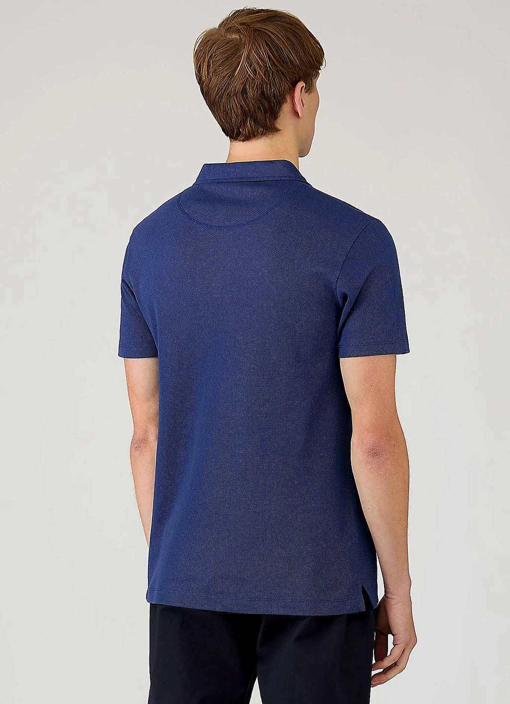 Men's mesh cotton polo shirt in Ink Blue