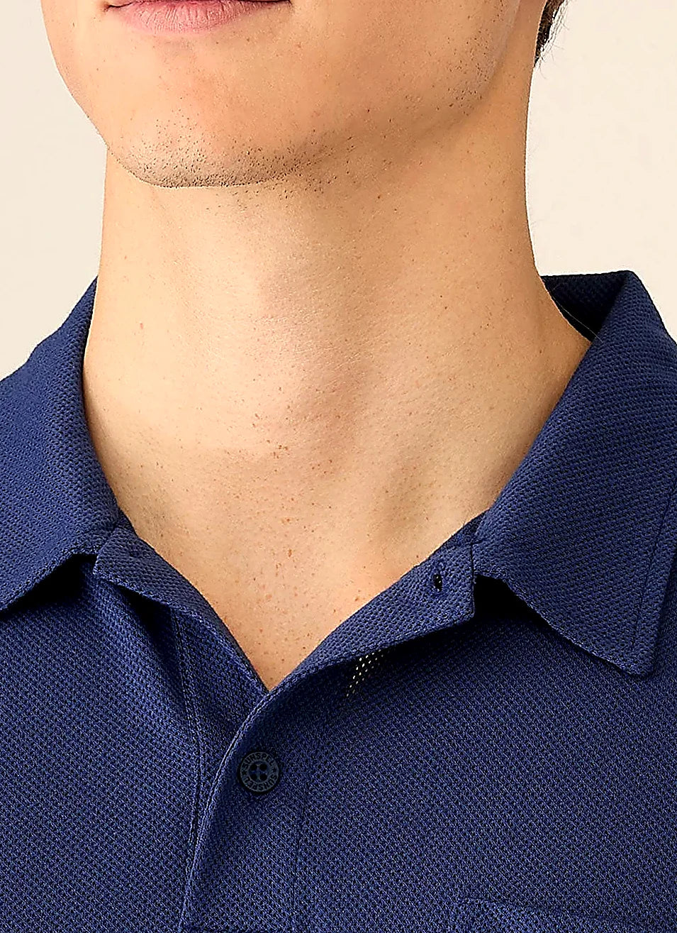 Ink Blue polo shirt for men, mesh cotton
