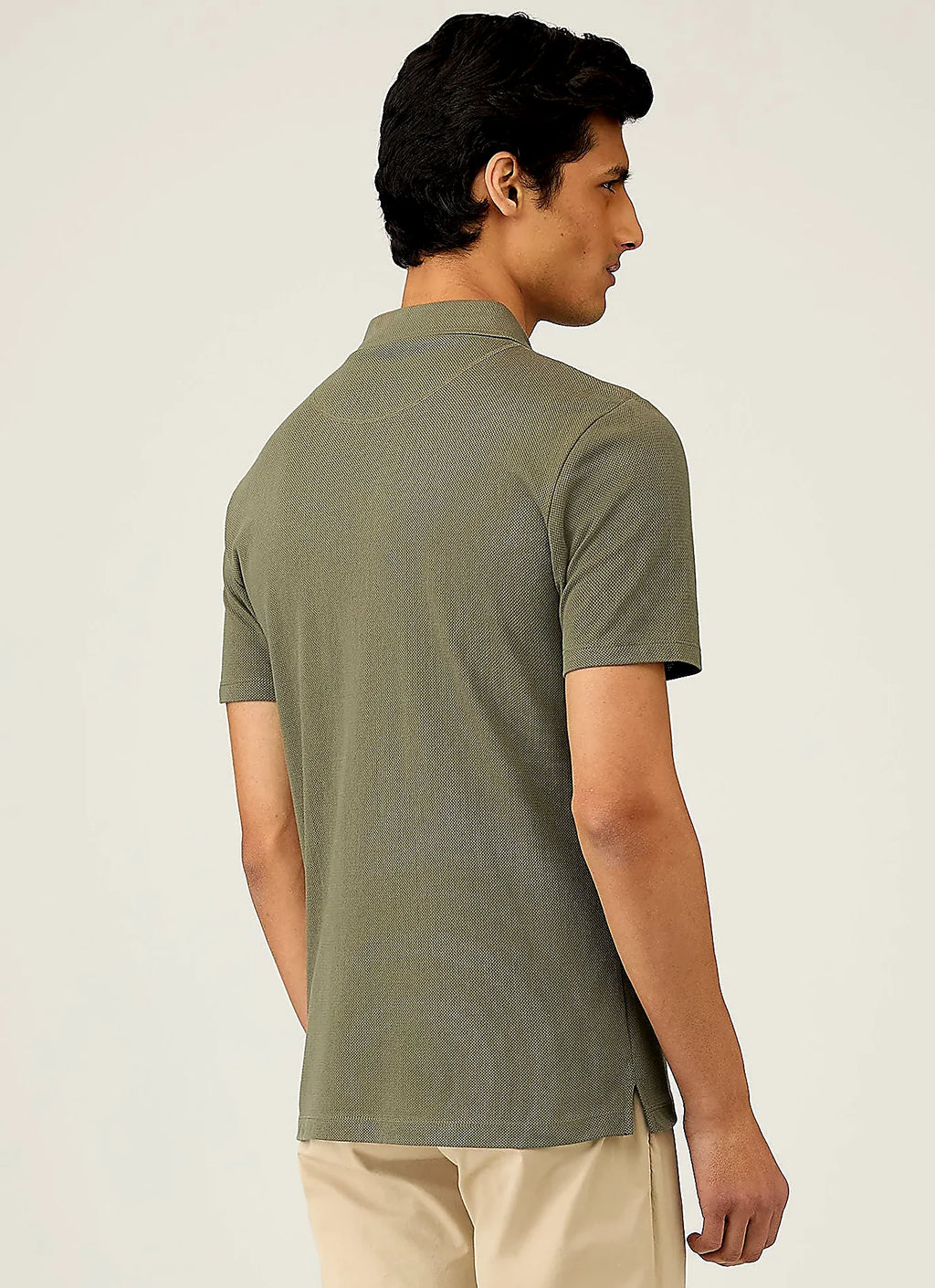 Men's mesh cotton polo shirt in Khaki