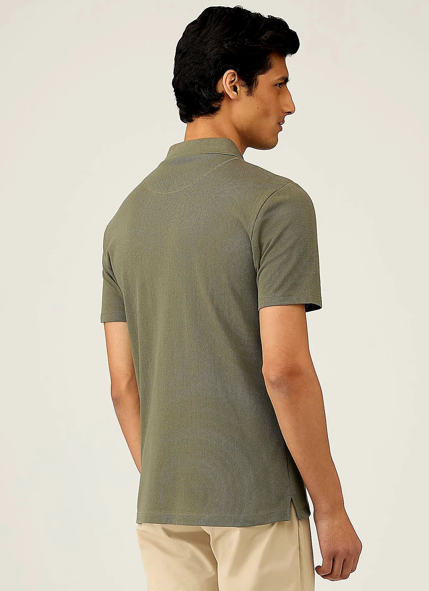 Men's mesh cotton polo shirt in Khaki