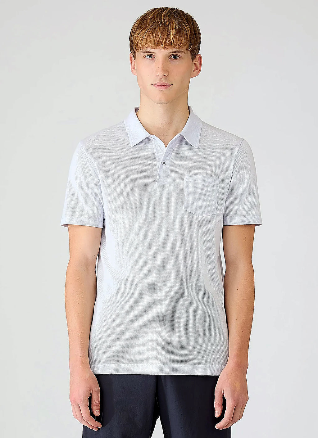 Light Blue mesh cotton polo shirt for men