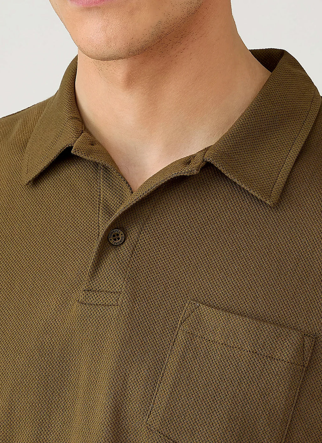Loden Green polo shirt for men, mesh cotton