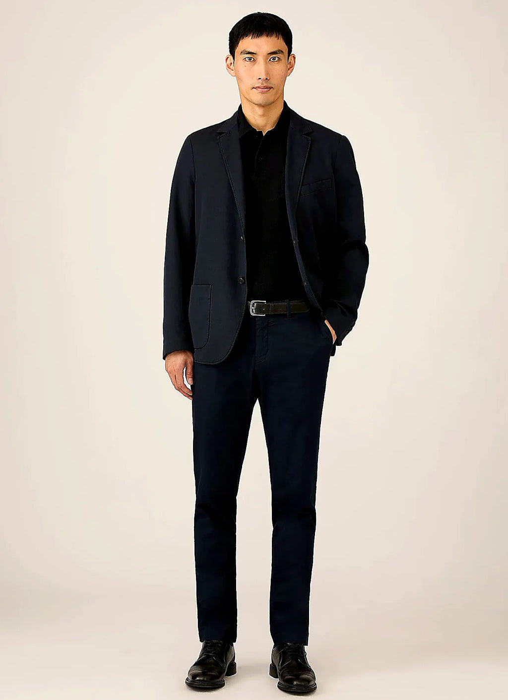 Midnight Navy polo shirt in mesh cotton, slim fit