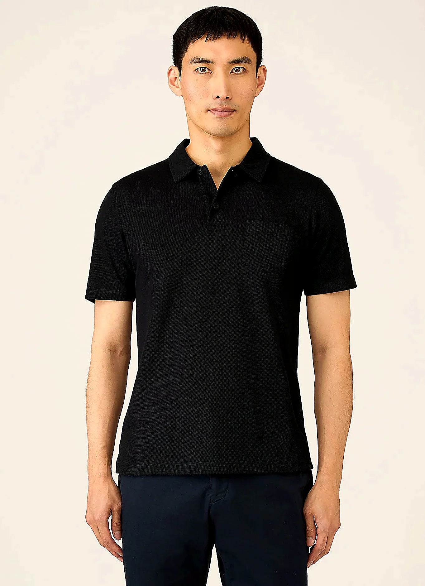 Midnight Navy mesh cotton polo shirt for men