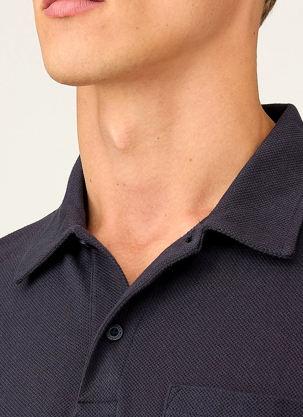 Navy polo shirt for men, mesh cotton