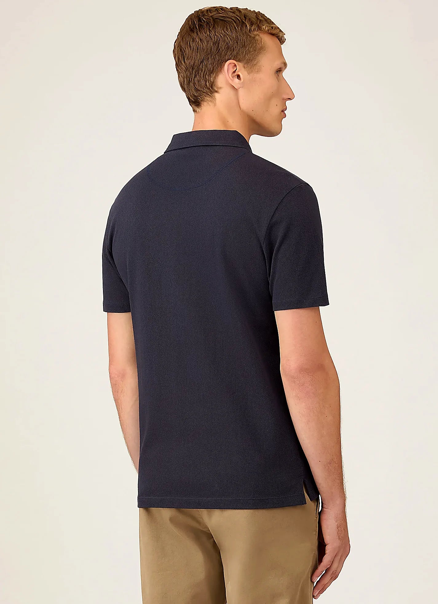 Men's mesh cotton polo shirt in Navy
