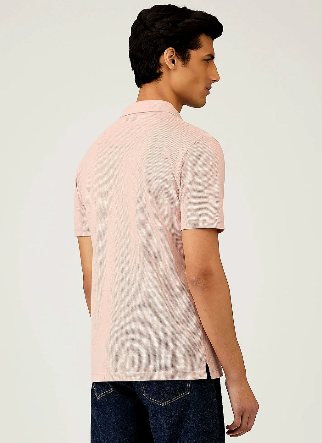 Men's mesh cotton polo shirt in Pale Pink