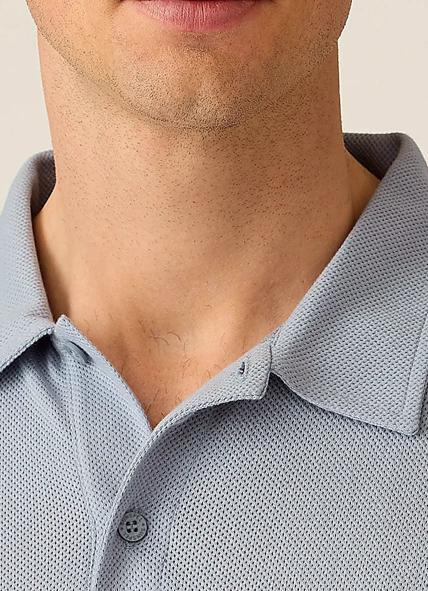 Powder Blue polo shirt for men, mesh cotton