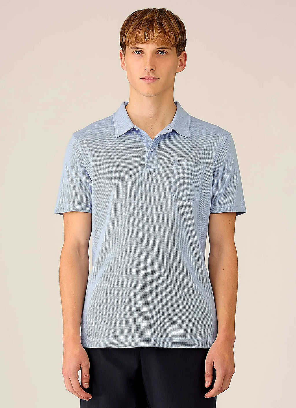 Sky mesh cotton polo shirt for men
