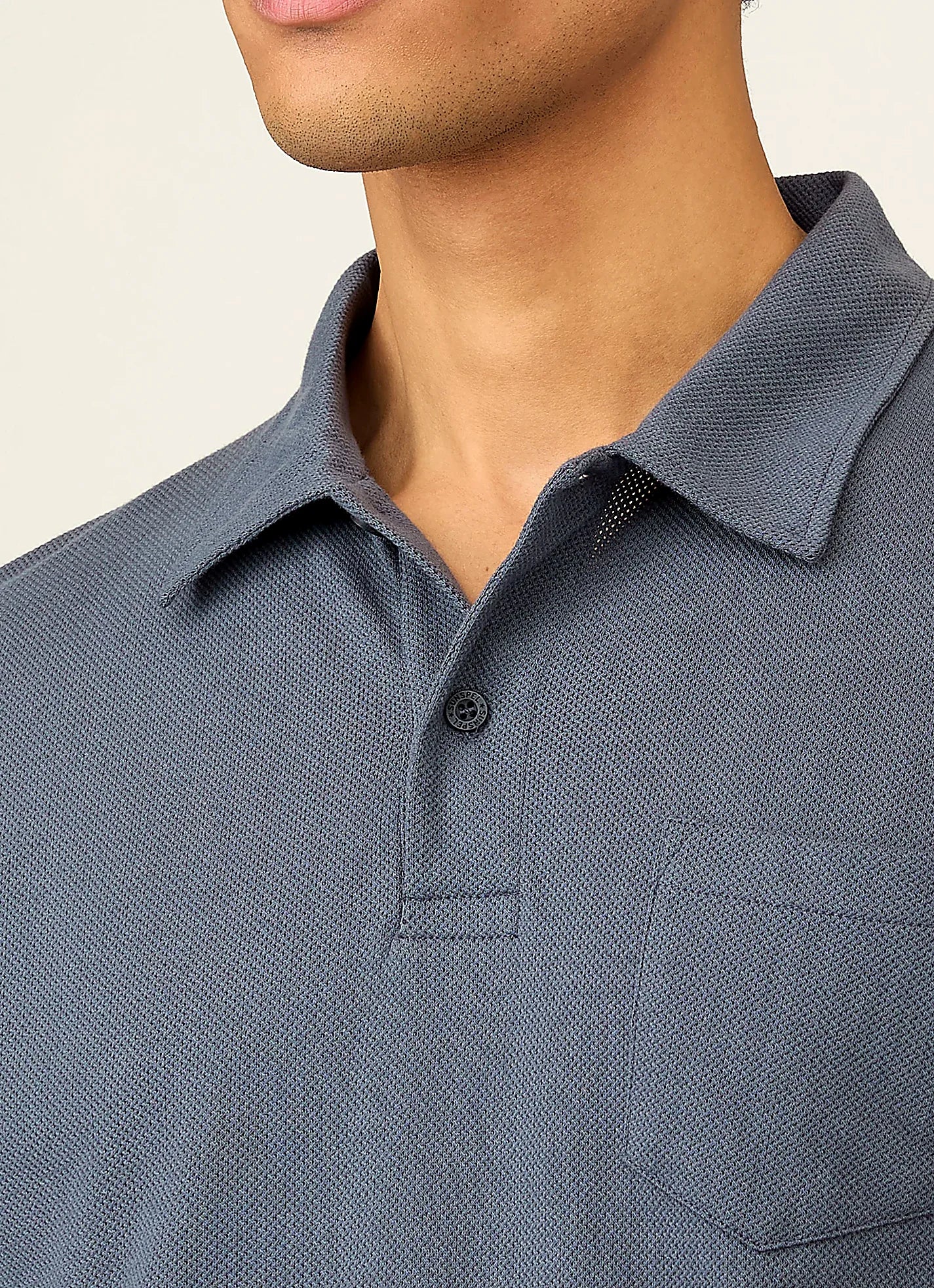 Slate Blue polo shirt for men, mesh cotton