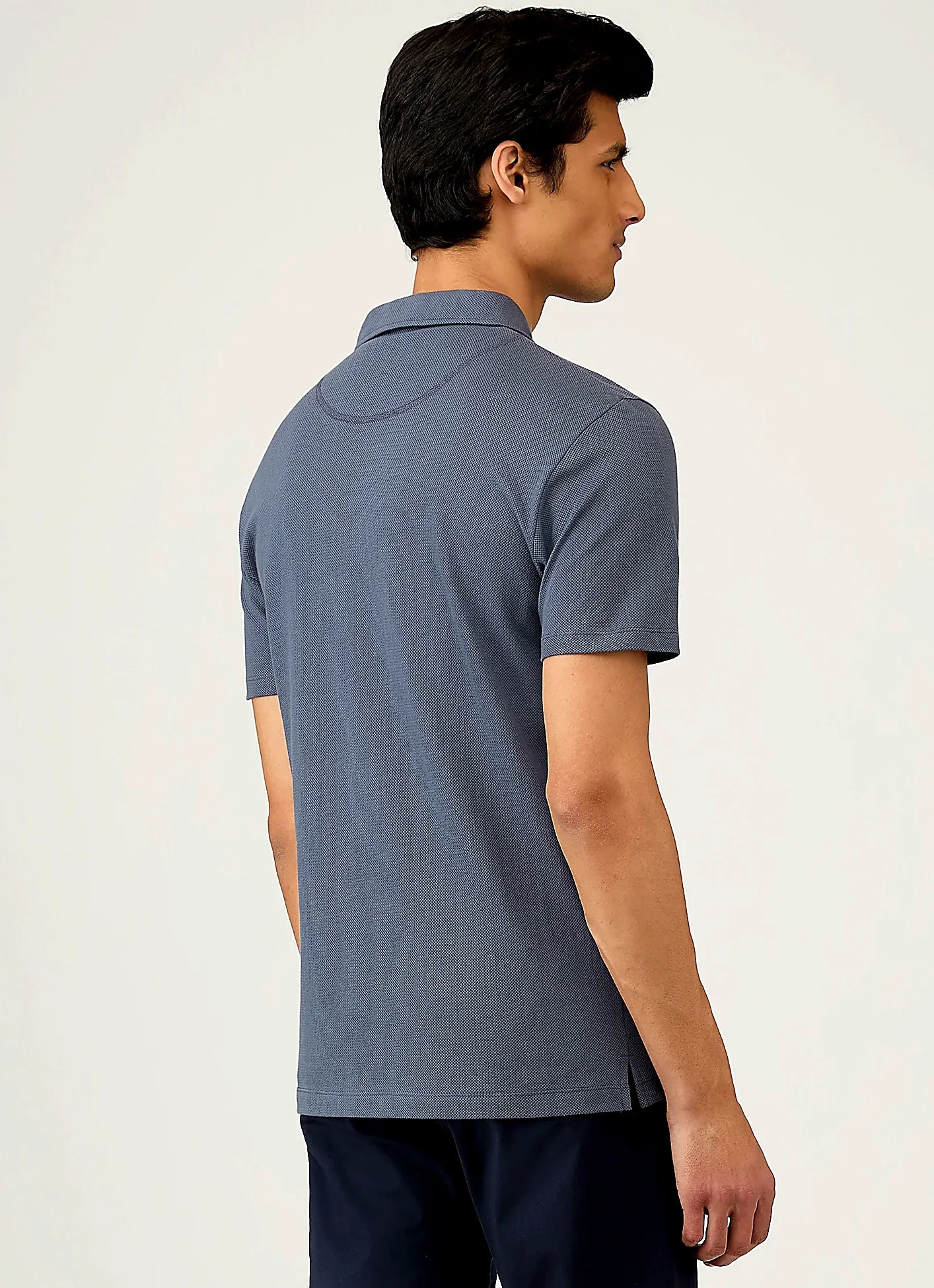 Men's mesh cotton polo shirt in Slate Blue
