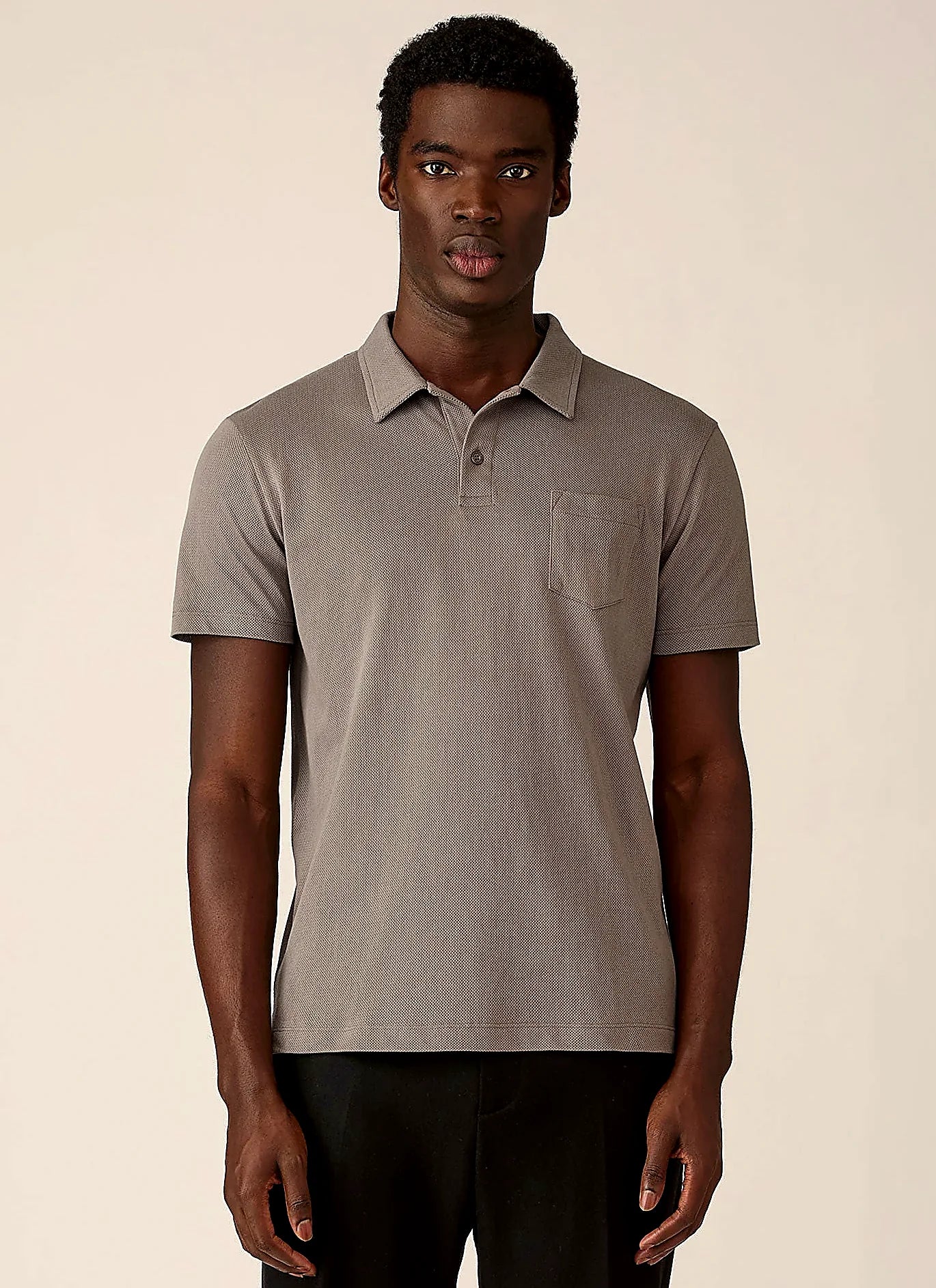 Smoke mesh cotton polo shirt for men