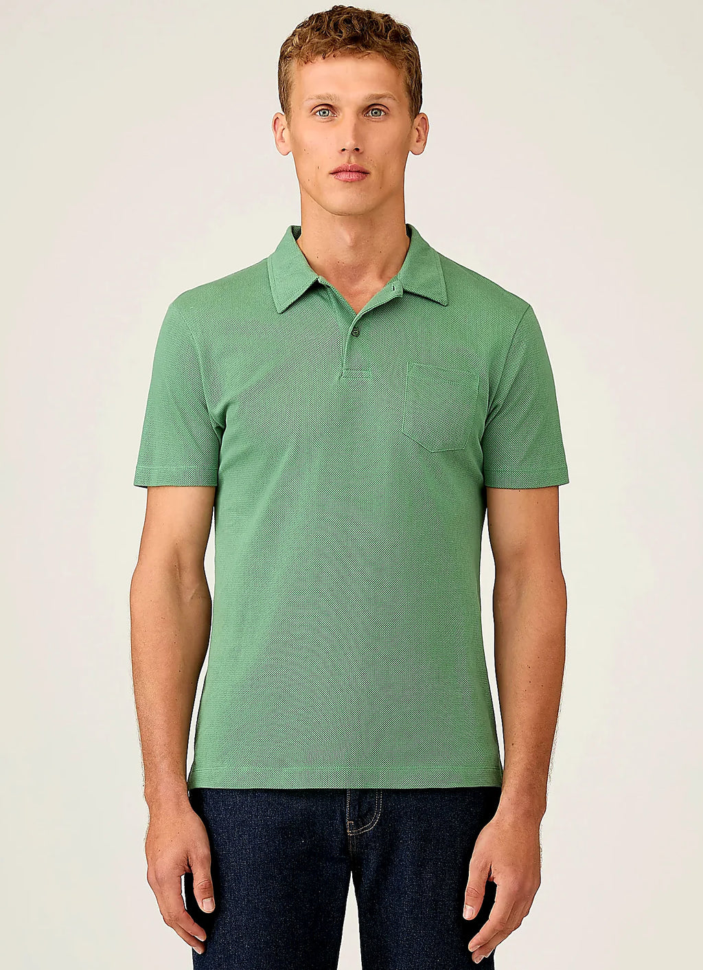 Thyme mesh cotton polo shirt for men
