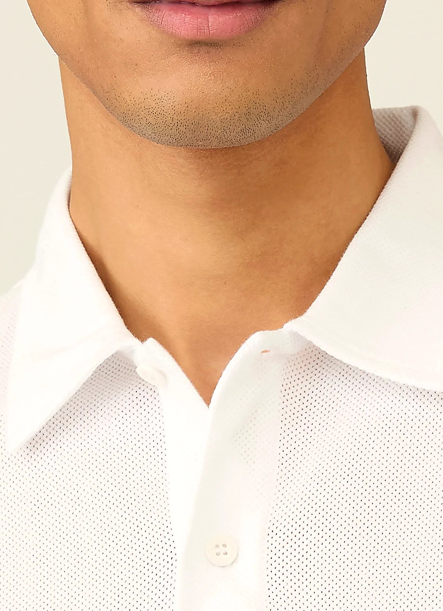 White polo shirt for men, mesh cotton