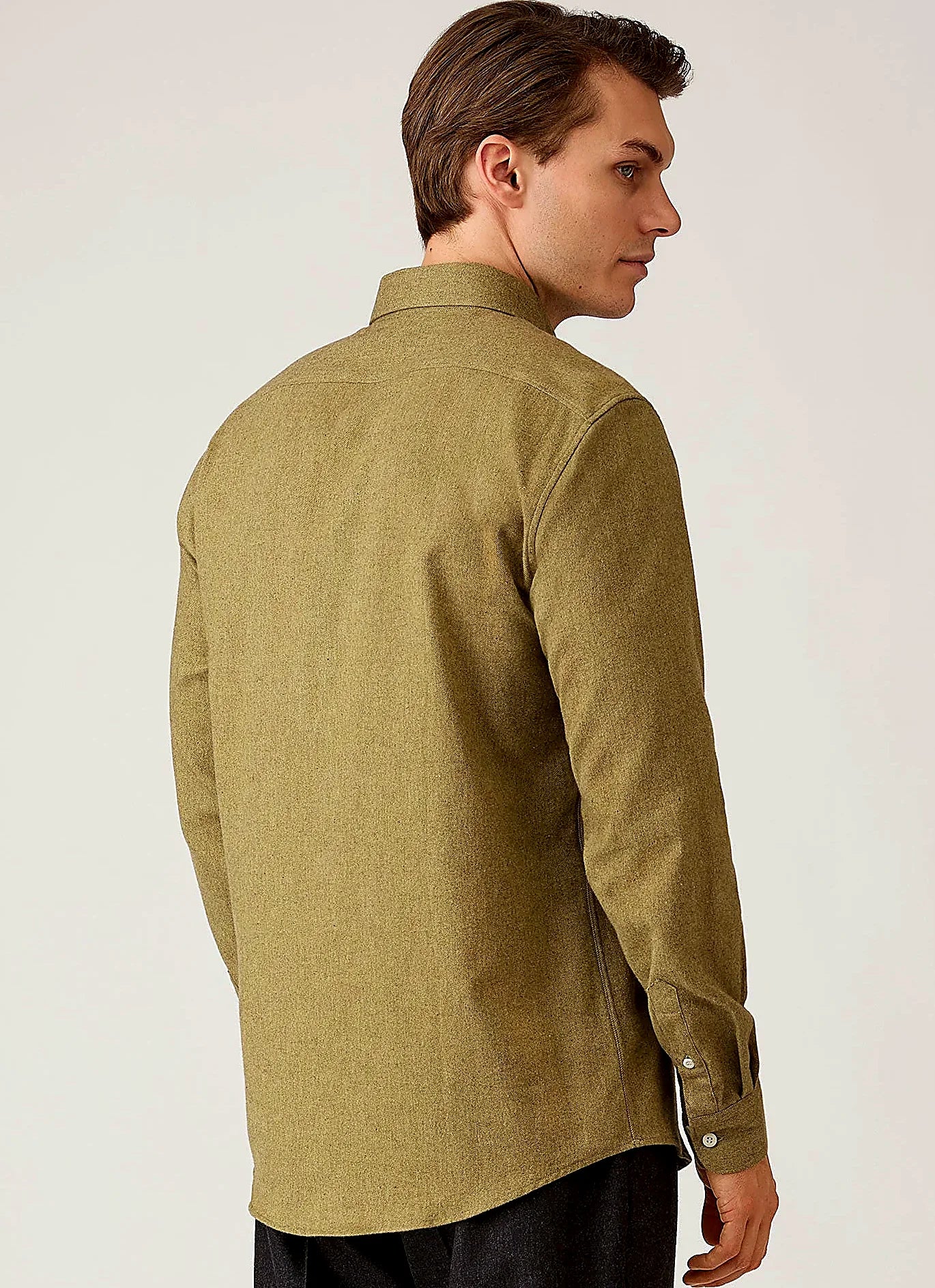 Men's brushed cotton flannel flannel shirt in Artichoke