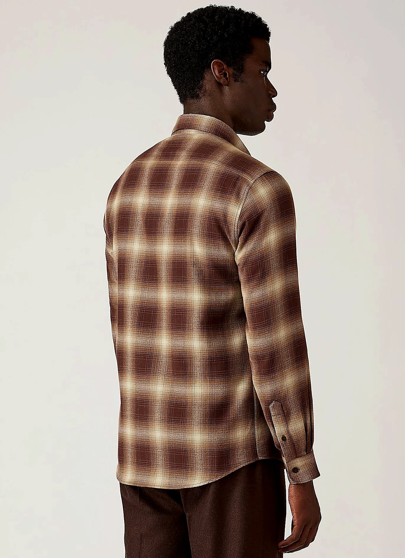 Men's brushed cotton flannel flannel shirt in Chestnut